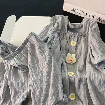 【臺灣出貨 免運】胸墊一體睡衣女夏甜美卡通可愛公主韓版日系ins短袖短褲套裝
