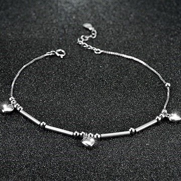 925純銀腳鍊銀飾-經典柔美簡約愛心生日情人節禮物女飾品73ib30【獨家進口】【米蘭精品】