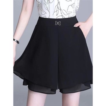 雪紡闊腿褲夏季薄款透氣高腰休閑短褲女褲子顯瘦垂感四五分褲裙褲