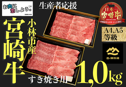  宮崎牛おためしすき焼き用　500ｇ×2Ｐ（国産 牛肉 宮崎牛 お肉 モモ ウデ すき焼き スライス 焼肉 特別提供）