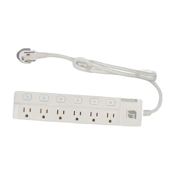 FONG HUA 崶華 按壓式7開6插3芯延長用電源線組  1.2m  白色  1組