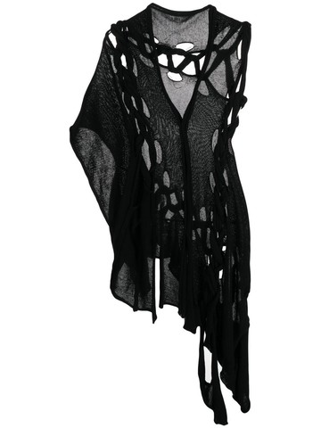 Y's - cut-out asymmetric top - women - Cotton - 2 - Black