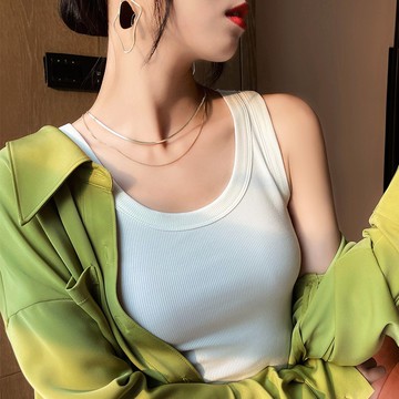 白色針織冰絲螺紋背心女夏季內搭打底防透小吊帶百搭無袖上衣外穿
