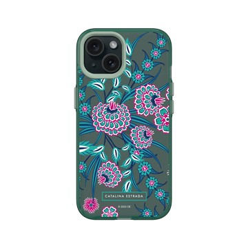 iPhone 15 Clear 憂墨綠 - Catalina Estrada - Blue and Pink Flowers