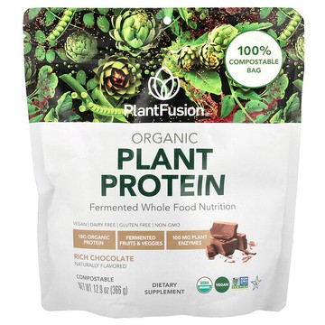 PlantFusion, 有機植物蛋白質，濃鬱巧克力味，12.9 盎司（366 克）
