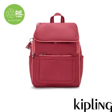 Kipling (網路獨家款)酒紅色輕盈蓬感後背包-BOLEN