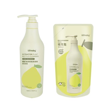 US baby優生 植淨清新西柚奶瓶清潔劑1000ml+補充包900ml