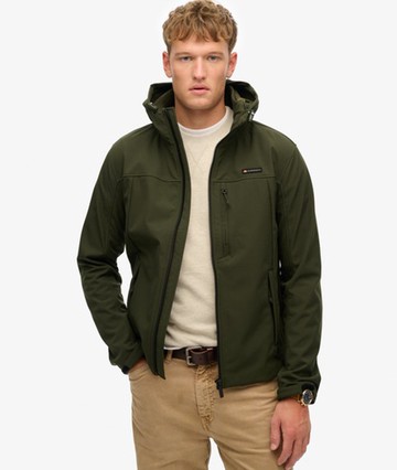 Superdry Men's Hooded Soft Shell Trekker Jacket Green Size: XL