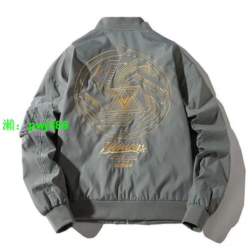 美式復古刺繡飛行夾克洋氣外套男春秋款男士休閑寬松潮流棒球服潮