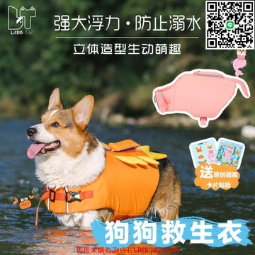 夏天防溺水狗狗游泳衣救生衣 戶外玩水大浮力狗狗泳衣柯基小型犬