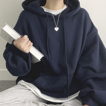 Vuja de  純棉  純色連帽衛衣  帽t  薄衛衣 長袖上衣 oversize   刷毛  設計感   寬鬆上衣