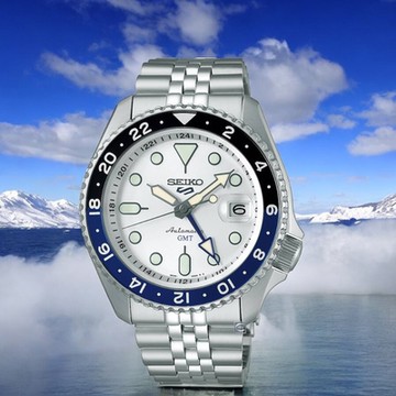 SEIKO 精工 5 Sports GMT 冰川白 機械錶 男錶 手錶-42.5mm 4R34-00A0S/SSK033K1ˍSK040