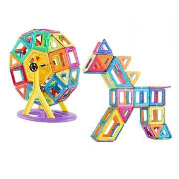 百變磁力片 益智玩具60件組 收納盒 + 車輪組 大號  1組  多色