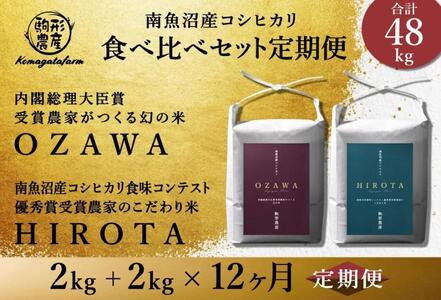 各2ｋｇ×全12回食べ比べセット　特A地区　　南魚沼産コシヒカリ