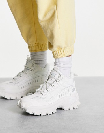 CAT intruder mid lace up hiking boots in white