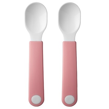 MEPAL MIO 學習餐匙 100%無BPA 食品安全認證 防滑短握柄設計 耐熱100°C 可冷藏冷凍 適用於微波爐洗碗機  粉紅色  1組  2 支湯匙組