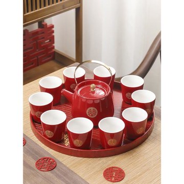 敬茶杯結婚茶具套裝新婚新人改口敬茶杯一對茶壺整套陶瓷婚慶禮品