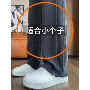窄版闊腿褲女春秋小個子休閑秋冬加絨彎刀褲子女雪尼爾直筒糯米褲
