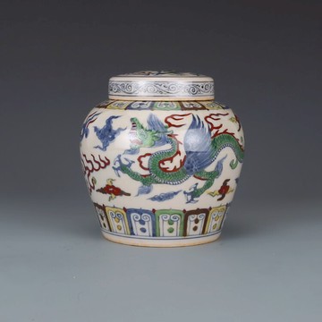 大明成化斗彩龍紋天字罐仿古瓷器古董真品古玩收藏老貨