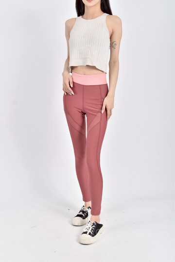 (S) qmomo高腰運動高腰紅色長褲