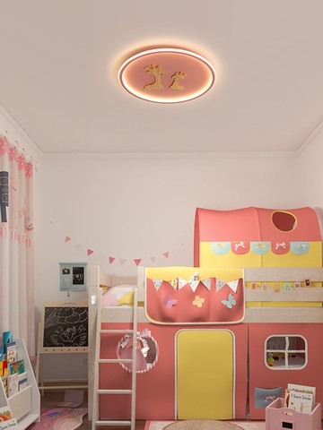 北歐創意兒童房吸頂燈卡通小鹿臥室燈飾圓形男女孩可愛公主房燈具