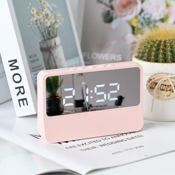 簡約LED電子鬧鐘時鐘學生插電兩用小鬧鐘數字時鐘溫度鐘