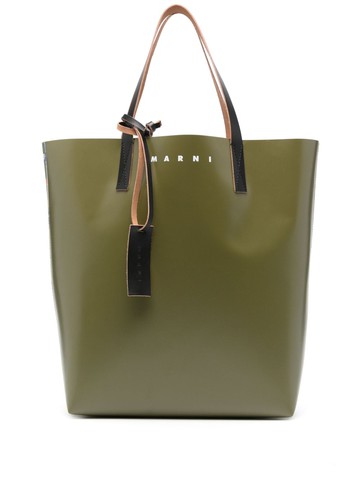 Marni - printed tote bag - men - Polyurethane/Calf Leather/Polyester - One Size - Green