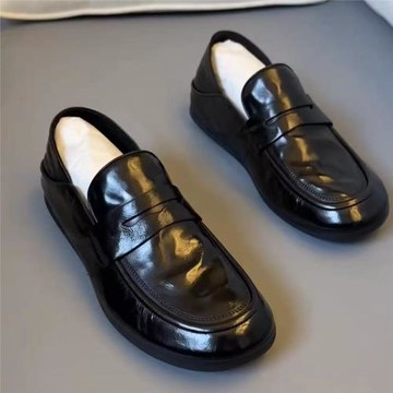 套腳款豆豆鞋時尚平跟防滑耐磨舒適英倫潮流單鞋休閑純色現貨軟底