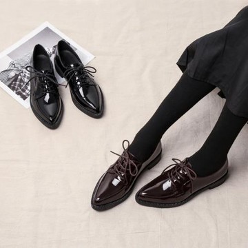 英倫風女鞋內增高小皮鞋黑色2026春秋真皮樂福鞋尖頭單鞋系帶學院