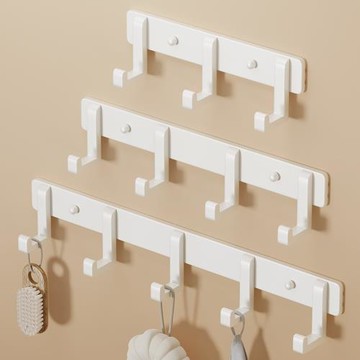 白色掛衣鉤壁掛墻上門后掛鉤免打孔玄關粘貼排鉤強力承重衣帽鉤