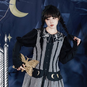 Meugler牛稠島 德古拉幸福一天 煉金術硬幣印花連衣裙 哥特風疊穿