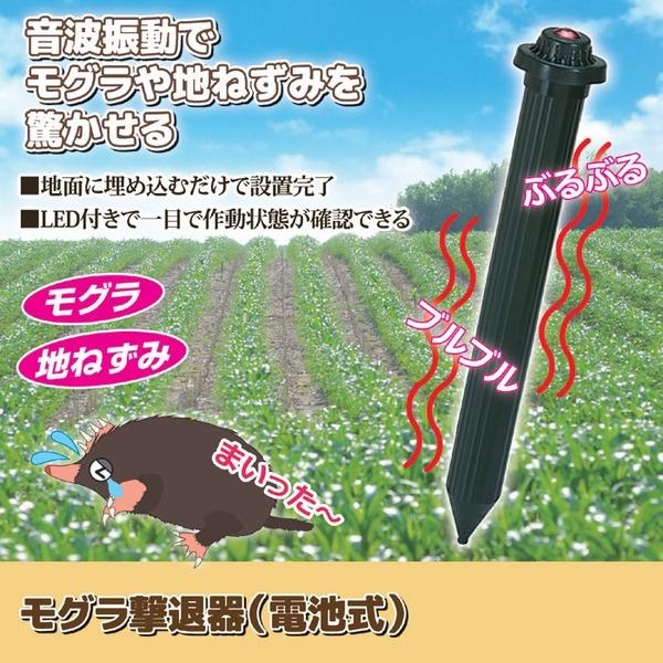 モグラ撃退器 約高さ41.5×キャップ部6.5cm 電池式 単1乾電池4本使用 音波振動 ガーデニング用品 園芸用品 害獣忌避 害獣対策