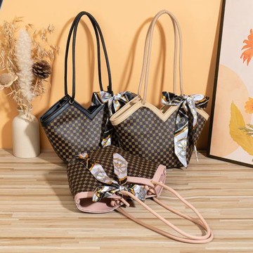 女士包包2023新款圈圈紋撞色絲巾長手提菜籃包休閑手機小包