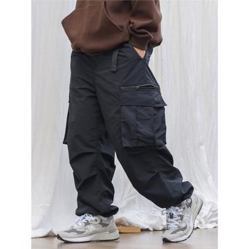 UNBENDS春秋防潑水日系多口袋工裝長褲戶外機能寬松直筒休閑褲男