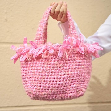粉紅色手提包　日本製　輕量款　YURIPOP　FRINGED PINK Synthe-f