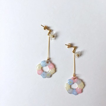 小花圈夾式/針式耳環