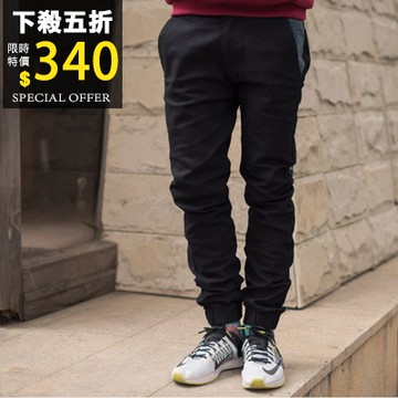 【N9027J】側邊歌德字母口袋拼接硬挺版束口休閒褲(Gar314-8186)