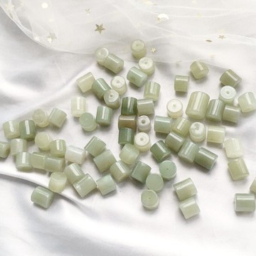 天然和田玉晴水色轉運珠吊墜 diy手鏈配件配飾散珠子淺綠色水頭足