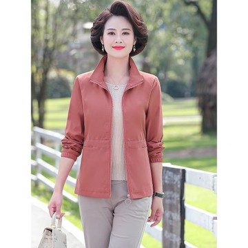 春秋薄款洋氣中年女裝夾克外套