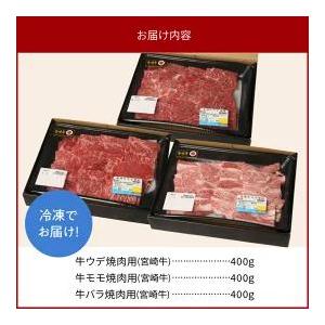 ふるさと納税 宮崎牛 ウデ モモ バラ 焼肉用 各400g 計1.2kg　N0147-ZB527 宮崎県延岡市