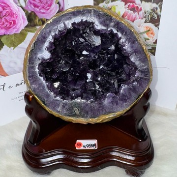 美～共生方解石 頂級烏拉圭 紫水晶洞ESPa+✨4.988kg❤️開幕禮品 口寬洞深 帝王紫 紫晶洞 水晶 A1598