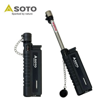 日本SOTO 伸縮防風點火器(黑色) ST-480CBKEXP 填充式打火機 附防塵蓋 露營 野營