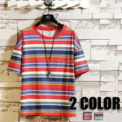 半袖tシャツ メンズtシャツ ボーダー 夏 半袖 レッド グリーン メンズ用 夏tシャツ ボーダー柄 春tシャツ 男性用 2色 通販 Lineポイント最大get Lineショッピング