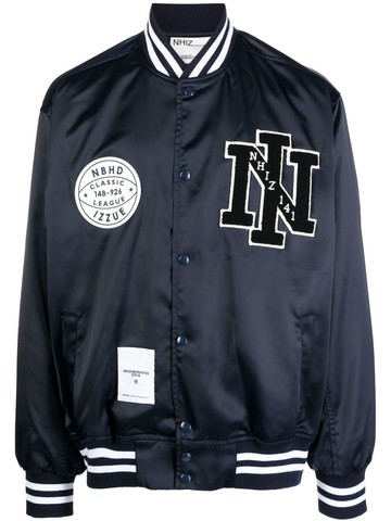 izzue - rear embroidered-logo bomber jacket - men - Polyester/Spandex/Elastane - M - Blue