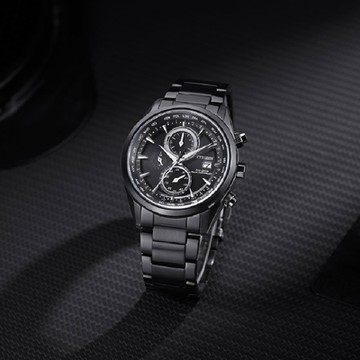 CITIZEN星辰 GENT S系列 AT8265-81E 空中之鷹光動能電波時計腕錶  黑色款43.0mm