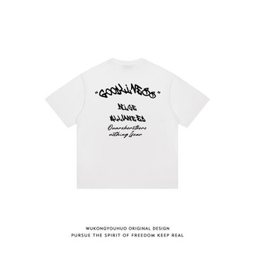 悟空有貨美式嘻哈字母印花短袖T恤男潮牌高街320克重磅半袖體恤衫