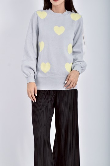 (S) hidouble u針織黃愛心淺藍色毛衣