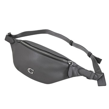 COACH CP402 Charter C LOGO荔枝皮革斜背中性胸口包/腰包.灰