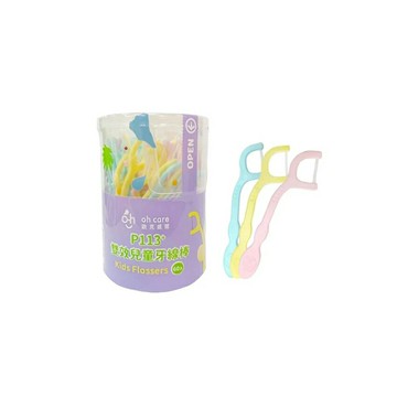 【怡家藥局】oh care 歐克威爾 - P113+抗菌胜肽 雙效兒童牙線棒-60入/盒