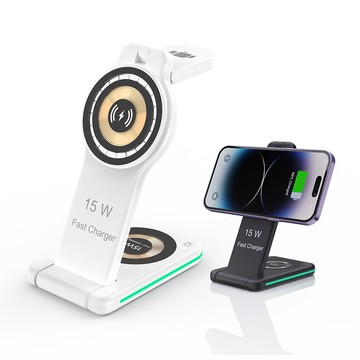 五合一15w立架無線充電h60支架 充電器 手機充電座 手機架 小夜燈 可充手機/耳機/手錶